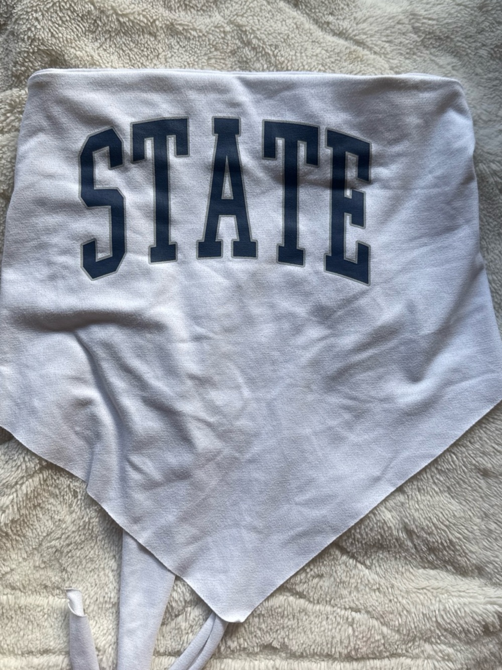 White Bandana Top with Navy 'STATE' Lettering